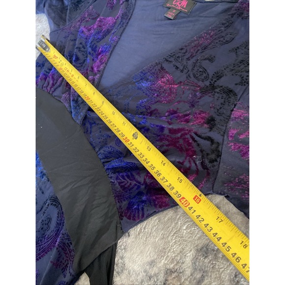 Y2K CKM black Blue Purple Crushed Velvet dress. Size Medium Goth‎ Grunge - Picture 8 of 11